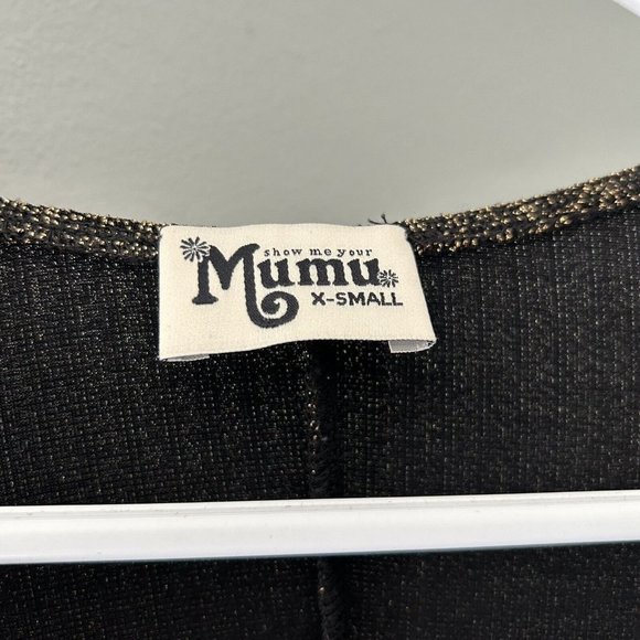 Show Me Your Mumu Size XS Get Twisted Mini Dress Gold Hourglass Short Sleeves - Picture 5 of 12